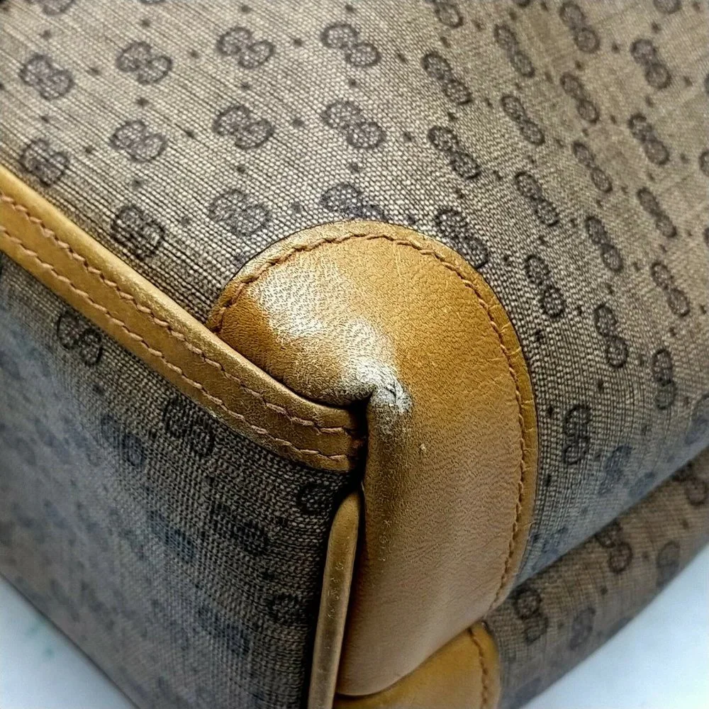 authentic Vintage Gucci Shoulder Bag Brown PVC